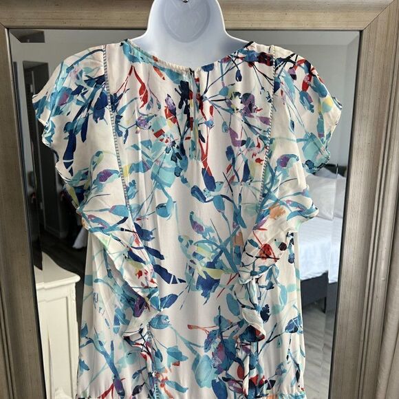 PARKER WOMEN SIZE M BLUE PRINT DRESS - Picture 5 of 8